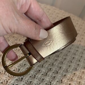 Fossil Metallic Belt with Embossed Design
